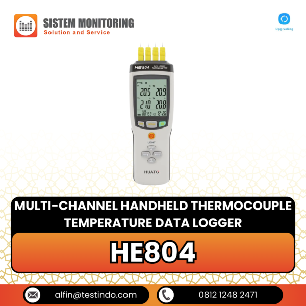 Alat Perekam Data Suhu HE804 Multi-channel Handheld Thermocouple Temperature Data Logger