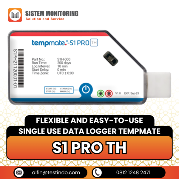Alat Perekam Data Suhu Flexible and Easy-to-Use Single Use Data Logger tempmate S1 PRO TH