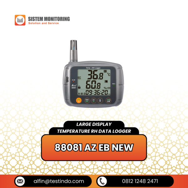 Alat Perekam Data Suhu Tampilan Besar (Large Display Temp. RH Data Logger) 88081 AZ EB NEW