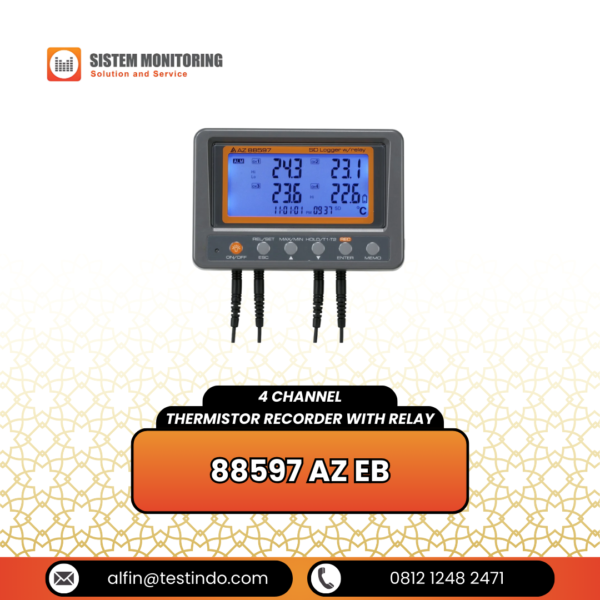 Alat Perekam Data Suhu Termistor 4 Saluran dengan Relay (4 Channel Thermistor Recorder with Relay) 88597 AZ EB