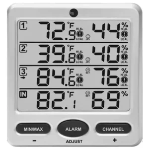 Cuaca Sekitar WS-10-C Nirkabel Indoor/Outdoor 8-Saluran Thermo-Hygrometer, Hanya untuk Konsol Ambient Weather WS-10-C Wireless Indoor/Outdoor 8-Channel Thermo-Hygrometer, Console Only