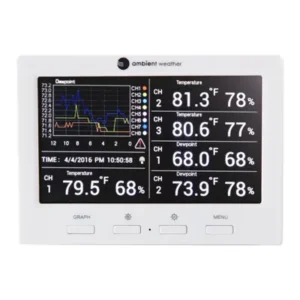 Konsol Cuaca Sekitar WS-3000-C dengan Penebangan, Grafik, Alarm, Jam yang Dikendalikan Radio, HANYA KONSOLE Ambient Weather WS-3000-C Console with Logging, Graphing, Alarming, Radio Controlled Clock, CONSOLE ONLY