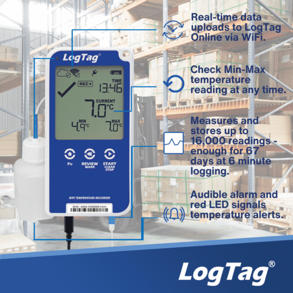 Alat Perekam Data (Data Logger) WiFi LCD Saluran Tunggal Multi-Trip LogTag® UTRED30-WIFI (SC) - Image 4