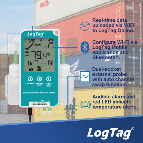 Alat Perekam Data (Data Logger) WiFi LCD Dua Saluran Suhu Rendah LogTag® UTREL30-Wifi (DC) - Image 3
