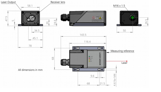 Sensor Pengukuran Jarak Laser Distance Sensors D-Series Type DAE-10-050 - Image 2