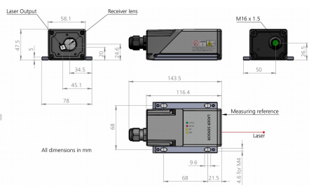 Sensor Pengukuran Jarak Laser Distance Sensors D-Series Type DAN-10-150 - Image 2