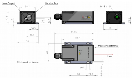 Sensor Pengukuran Jarak Laser Distance Sensors D-Series Type DAN-30-150 - Image 2