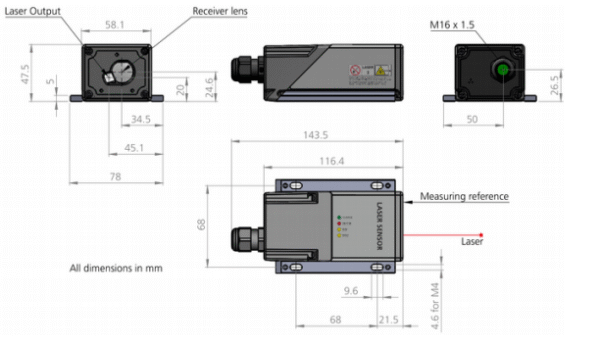 Sensor Pengukuran Jarak Laser Distance Sensors D-Series Type DBN-50-050 - Image 2