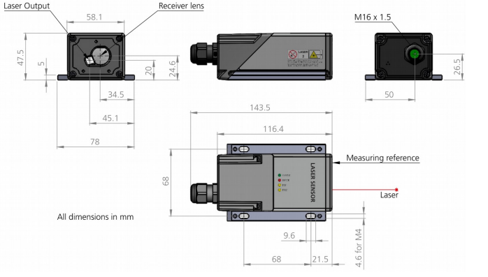 Sensor Pengukuran Jarak Laser Distance Sensors D-Series Type DEN-10-500 - Image 2